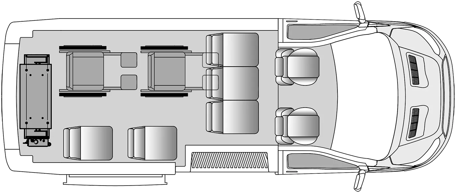 Rear Lift 6 Passenger<br/>Plus Two Wheelchairs